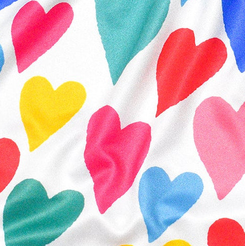 Close-up of RF-Wear Women's Heart Shorts - White/Multicolor