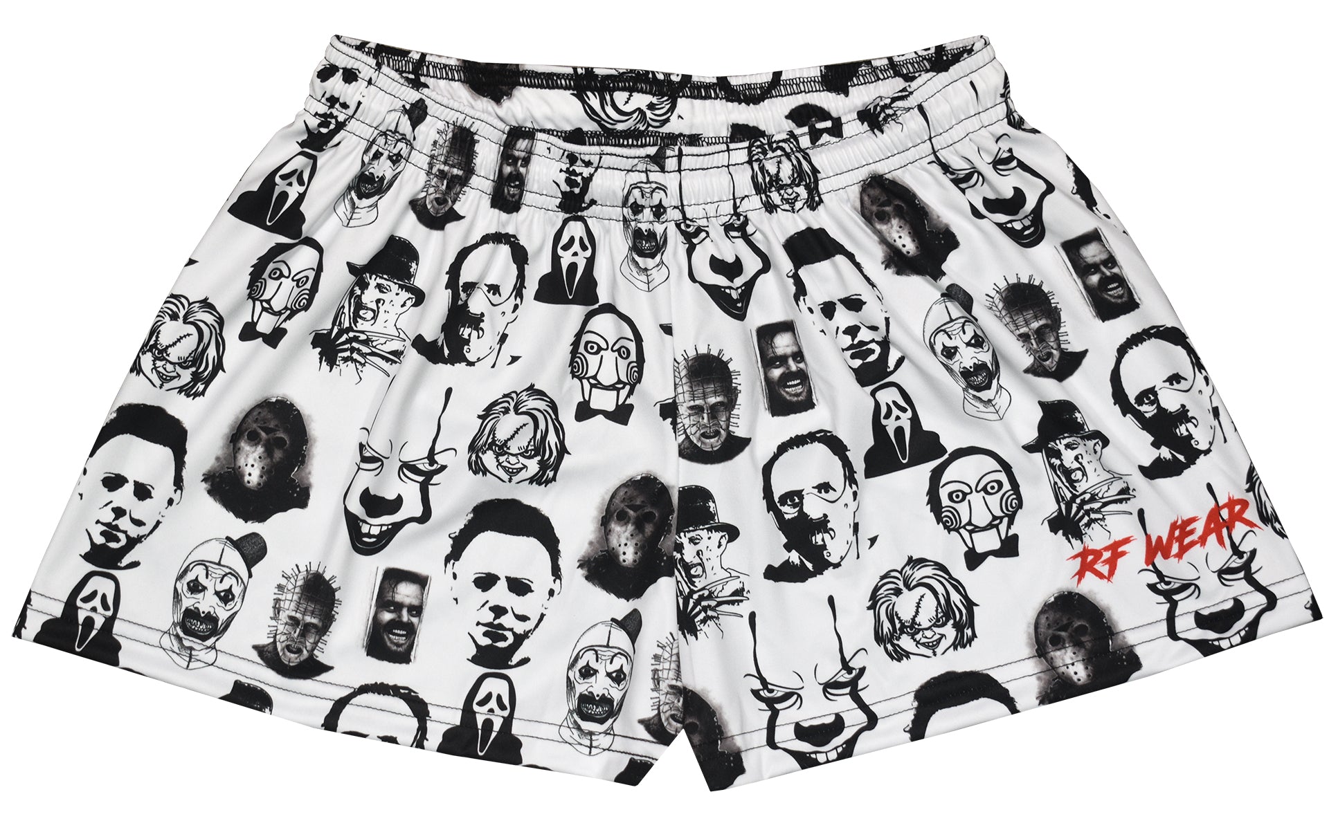 RF-Wear Women's Horror Faces Shorts in White/Black