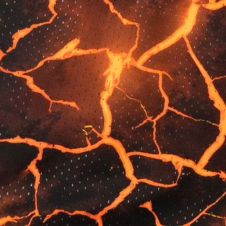 Close-up of RF-Wear Women's Hot Lava Shorts in Black/Orange