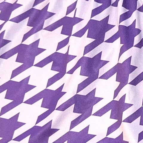 Close-up of RF-Wear women's houndstooth shorts in Lavender