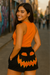 RF Wear Women's Jack-O-Lantern Pocket Shorts - Black/Orange - Back - Model Back View