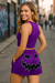 RF Wear Women's Jack-o-Lantern Pocket Shorts - Purple//Black - Model Back View
