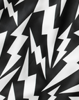 Close-up of RF-Wear Women's Lightning Bolt Shorts in Black/White