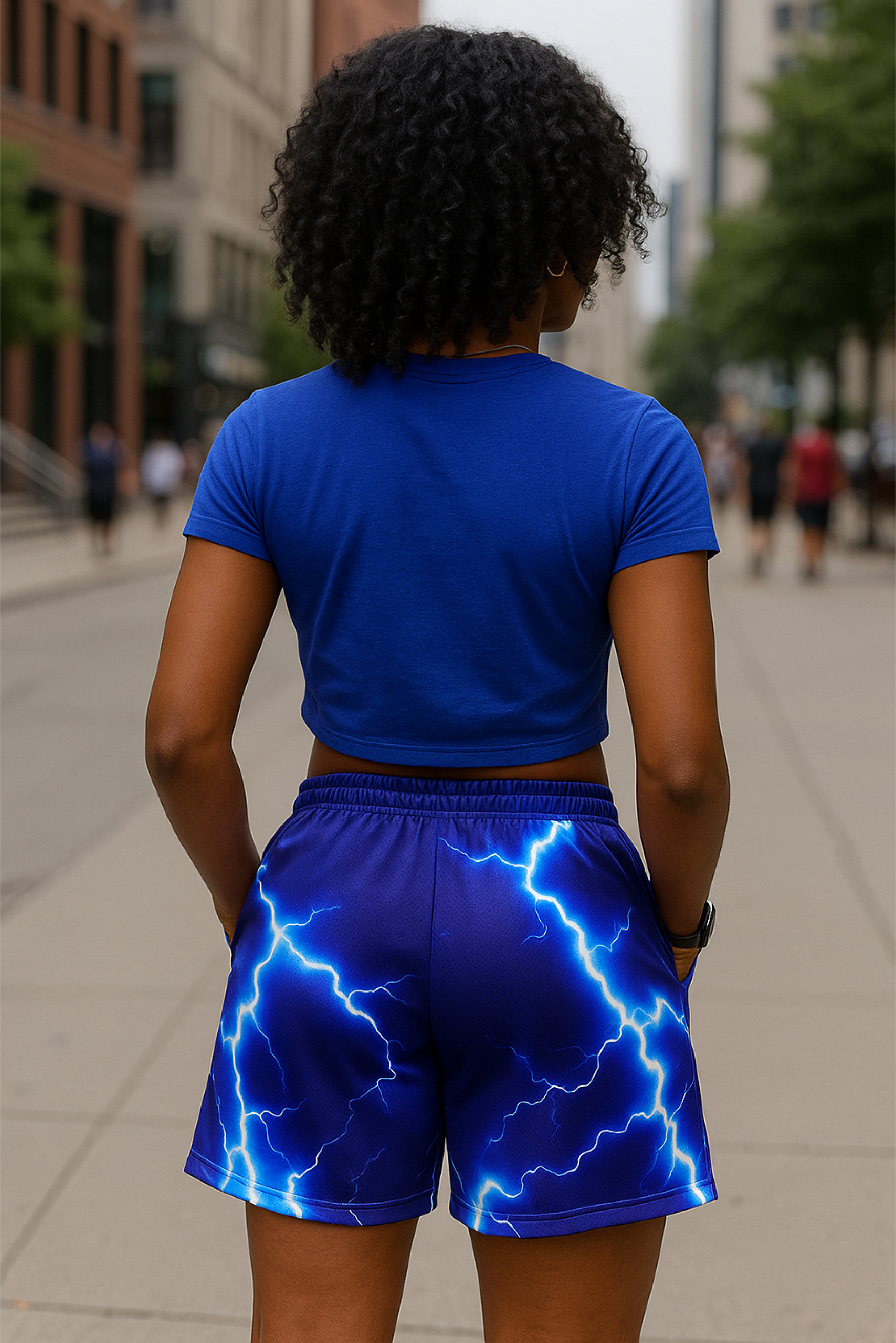 RF Wear Women's Lightning Pocket Shorts - Blue - Model Back View