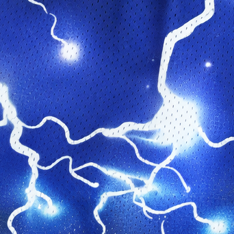 Close-up of RF-Wear Women's Lightning Shorts in Blue