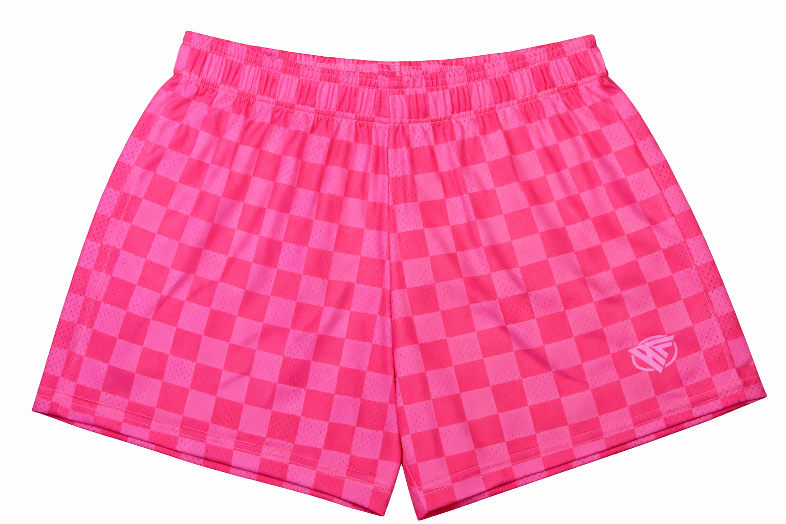 RF-Wear Women's Mesh Checkered Shorts in Fuchsia