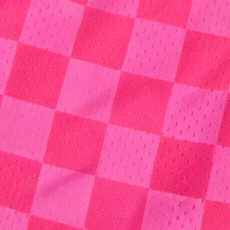 Close-up of RF-Wear Women's Mesh Checkered Shorts in Fuchsia
