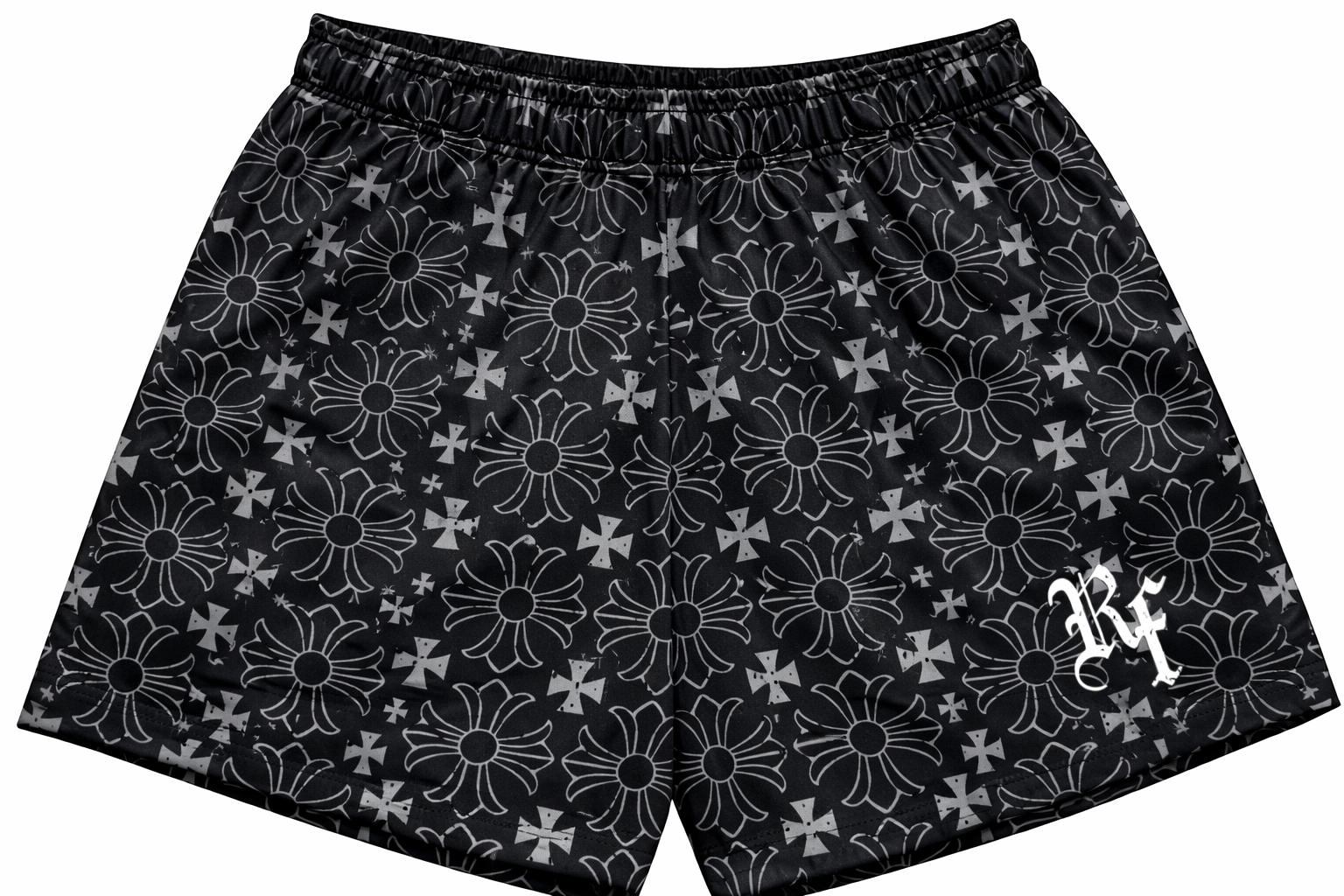 RF-Wear Women's Mesh Gothic Cross Shorts in Black