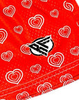 Close-up of RF-Wear Women's Mesh Split Cupid Pocket Shorts, Left Side