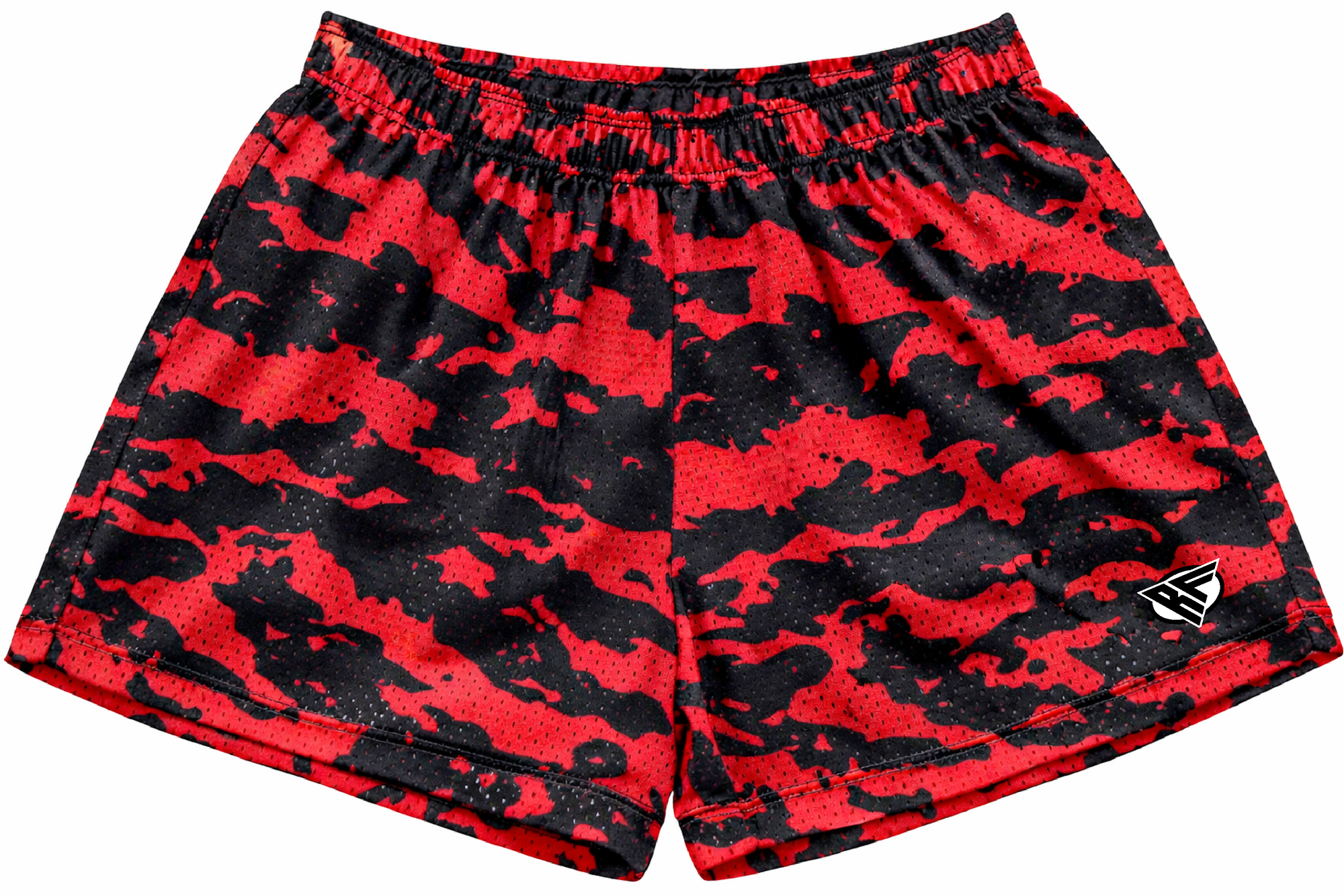 RF-Wear Women's Mesh Tiger Camo Shorts in Red