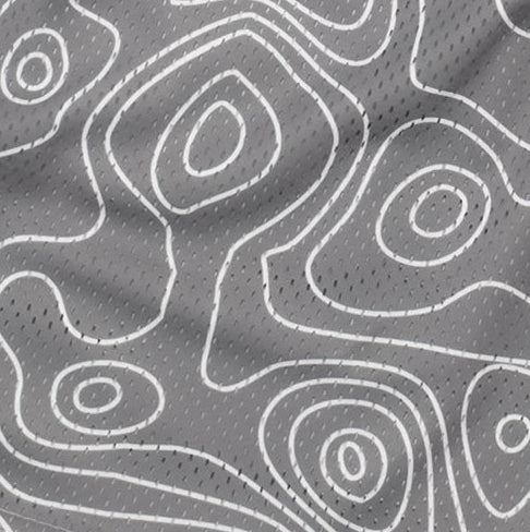 Close-up of RF-Wear Women's Mesh Topography Shorts in Grey