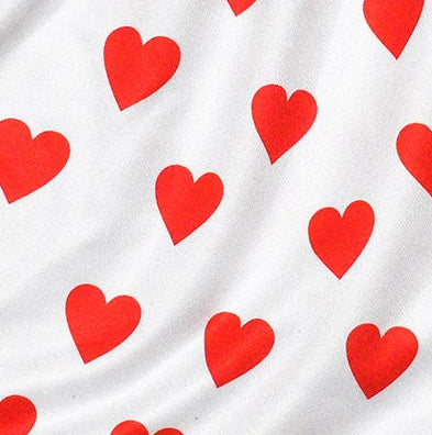 Close-up of RF-Wear Women's Mini Heart Shorts - White/Red