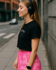 RF Wear Women's Mismatch Bandana Shorts - Pink - Model Side View