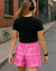 RF Wear Women's Mismatch Bandana Shorts - Pink - Model Back View