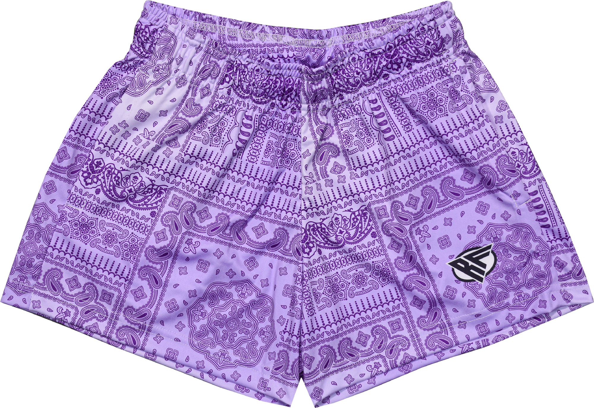RF Wear Women's Mismatch Bandana Shorts - Purple Close Up