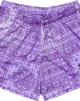 RF Wear Women's Mismatch Bandana Shorts - Purple Close Up
