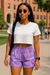 RF Wear Women's Bandana Mismatch Shorts -  Purple - Model Front View