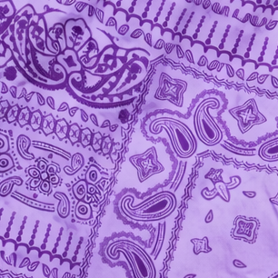 Close-up of RF-Wear Women's Mismatch Bandana Shorts in Purple
