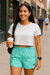 RF Wear Women's Mismatch Bandana Shorts - Teal - Model Front View