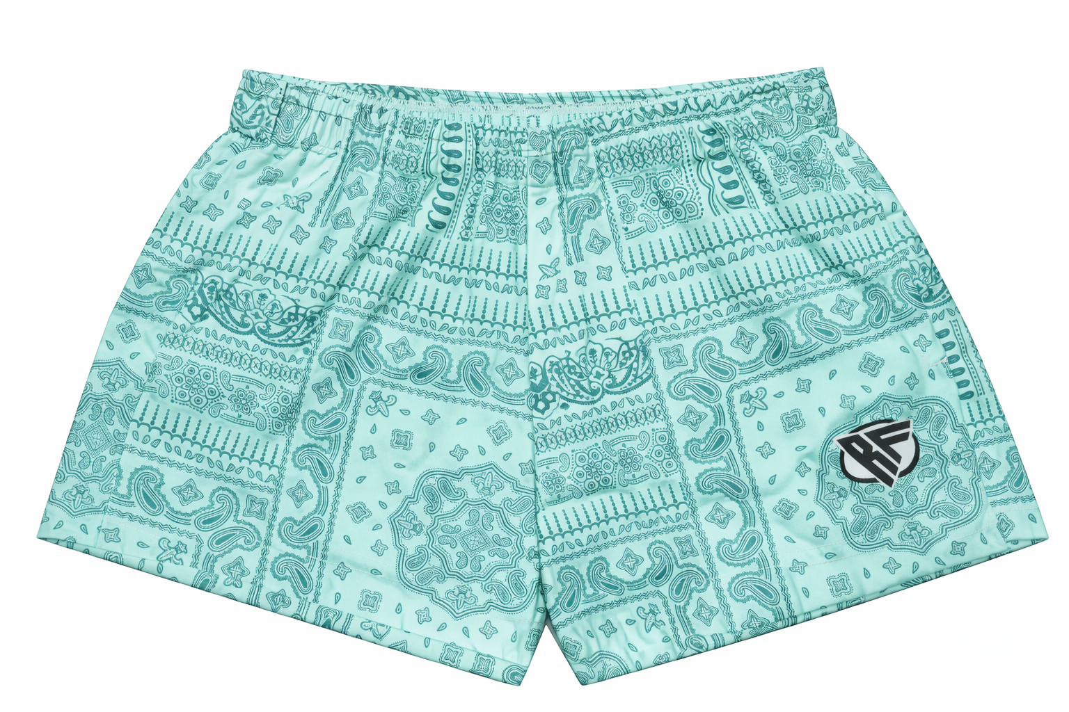 RF-Wear Women's Mismatch Bandana Shorts in Teal