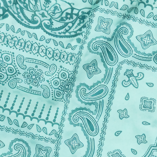 Close-up of RF-Wear Women's Mismatch Bandana Shorts in Teal