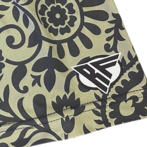 Close-up of RF-Wear Women's Paisley 2.0 in Sage with RF logo