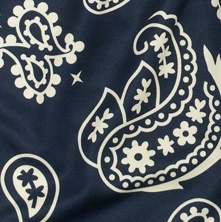 Close-up of RF-Wear Navy/Cream Paisley Shorts 