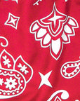 Close up of RF-Wear Paisley Shorts - Red/White 