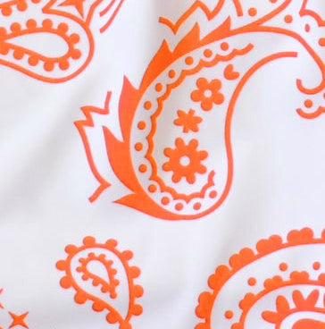 Close-up of RF-Wear Women's Paisley Shorts - White/Orange