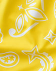 Close-up of women's paisley shorts in Yellow/White