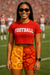 RF Wear Women's Split Paisley Shorts Red/Gold - Model Front View