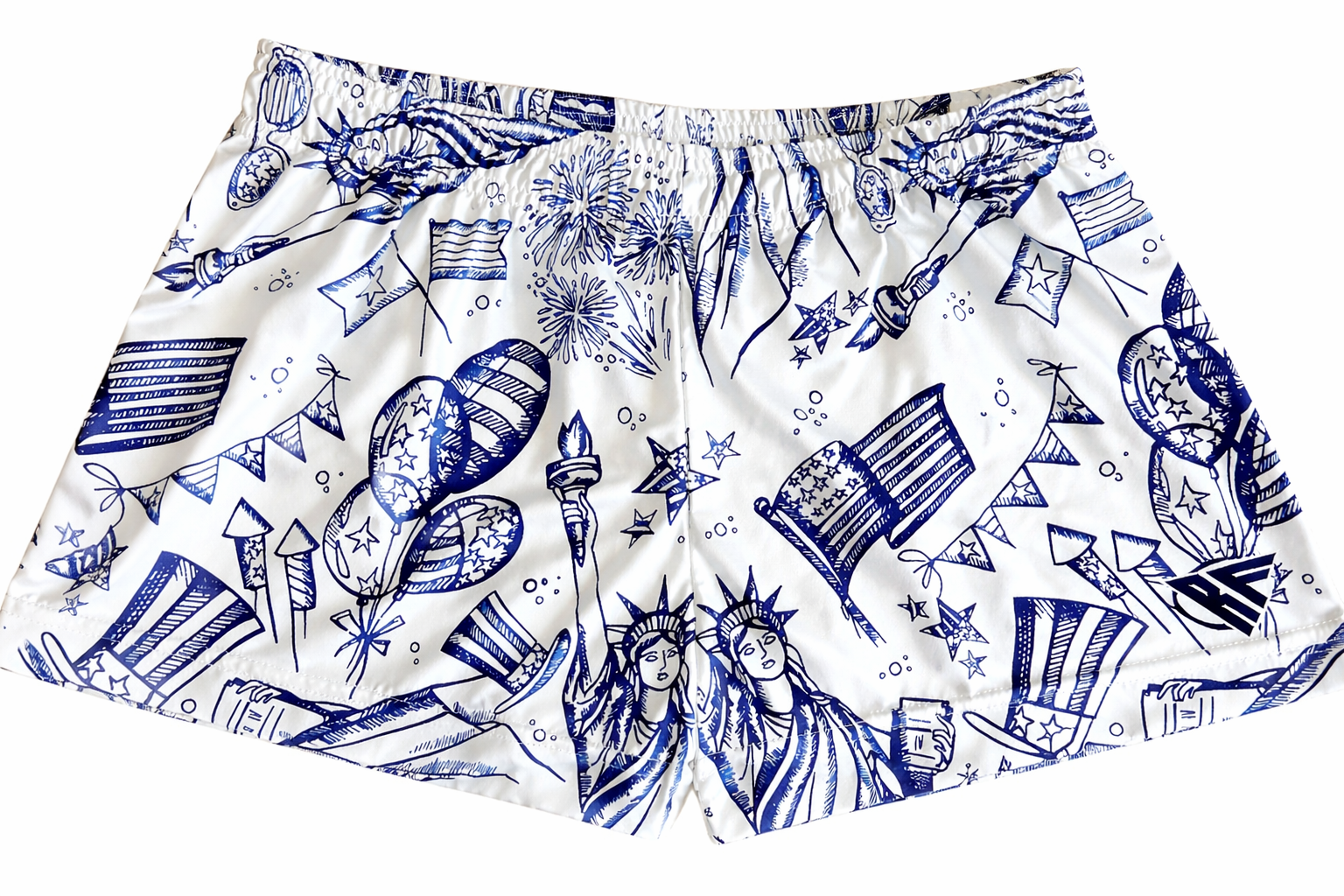 RF-Wear Women's Patriotic Porcelain Shorts in White/Blue