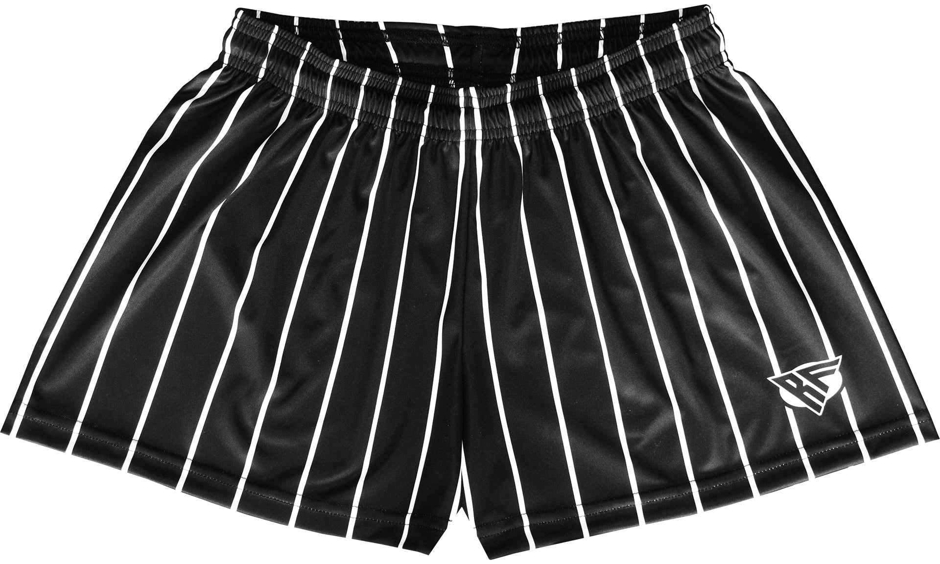 RF Wear Women&#39;s Pinstripe Shorts - Black/White - Close Up