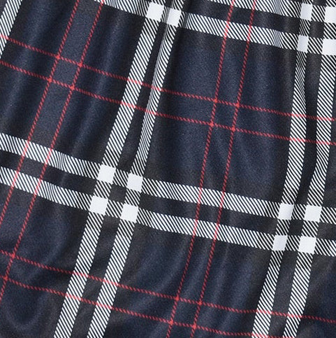 Close-up of RF-Wear Women's Tartan Plaid Shorts  in  Navy/White