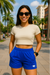 RF Wear Women's Pocket Solid Color Shorts -  Royal Blue - Model Front View