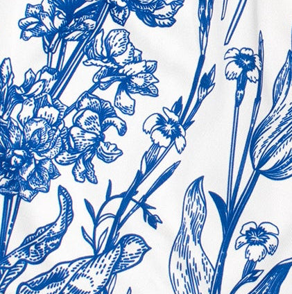 Close-up of RF-Wear Women's Porcelain Shorts in White/Blue