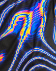 Close-up of RF-Wear Women's Psychedelic Shorts in Black/Multicolors