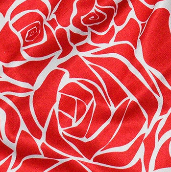 Close-up of RF-Wear Women's Rose Shorts in Red/White 