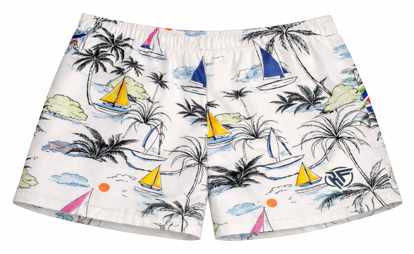 RF-Wear Women's Sailboat Shorts in White/Multicolors