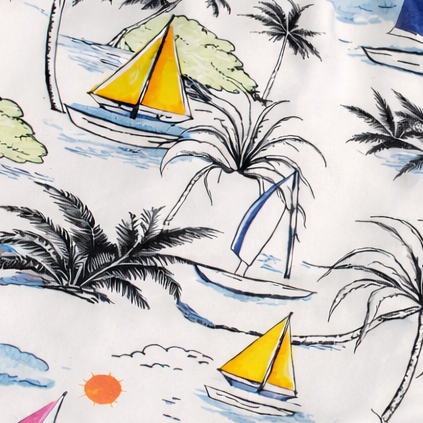 Close-up of RF-Wear Women's Sailboat Shorts in White/Multicolors