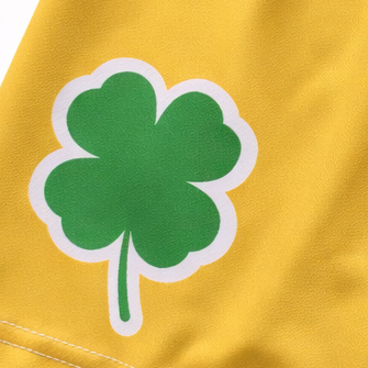 Close-up of RF-Wear Women's Shamrock Shorts in Gold