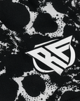 Close-up of RF-Wear Women's Skull Shorts in Black with RF logo