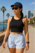 RF Wear Women's Snakeskin Shorts - Baby Blue - Model Front View