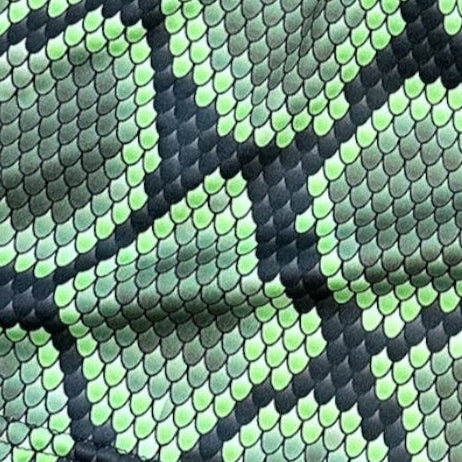 Close-up of RF-Wear Women's Snakeskin Shorts in Green