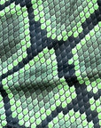 Close-up of RF-Wear Women's Snakeskin Shorts in Green
