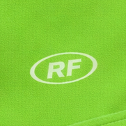 Close-up of RF-Wear Women's Solid Color Shorts in Lime-Green with RF logo