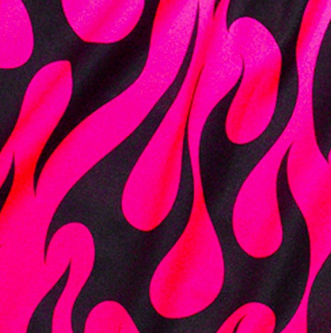 Close-up of RF-Wear Women's Split Flame Shorts in Black/Hot Pink