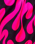 Close-up of RF-Wear Women's Split Flame Shorts in Black/Hot Pink