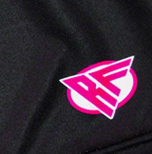 RF-Wear Women's Split Flame Shorts in Black/Hot Pink with RF logo