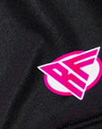 RF-Wear Women's Split Flame Shorts in Black/Hot Pink with RF logo